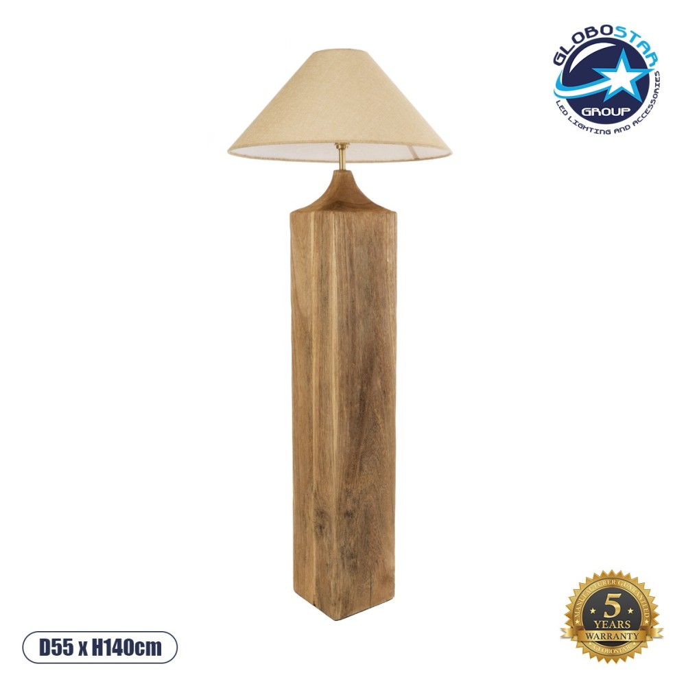 GLOBOSTAR® LAFRONTERA 02314 Boho Επιδαπέδιο Φωτιστικό με Ντουί 1 x E27 AC 220-240V IP20 - Καφέ & Μπεζ - Μ55 x Π55 x Υ140cm